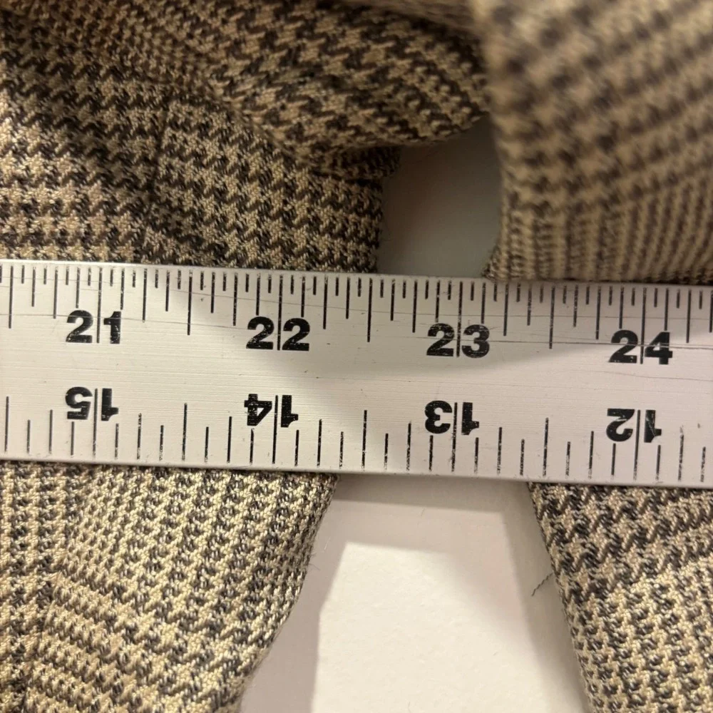 Woolrich Mens 42L Glen Plaid Blazer Brown Tan Wool Sport Coat Tailored in USA